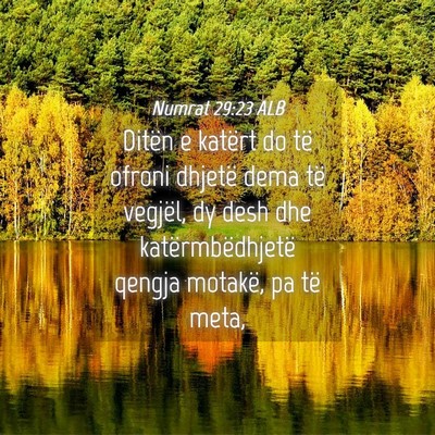 Picture 04 - Numrat 29:23 ALB - Ditën e katërt do të ofroni dhjetë dema të - Bible Verse Picture