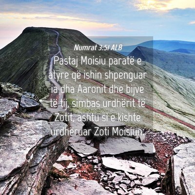 Picture 04 - Numrat 3:51 ALB - Pastaj Moisiu paratë e atyre që ishin shpenguar - Bible Verse Picture