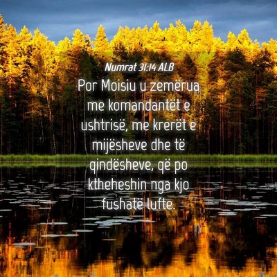 Picture 04 - Numrat 31:14 ALB - Por Moisiu u zemërua me komandantët e - Bible Verse Picture