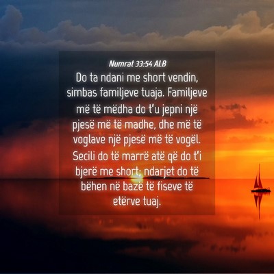Picture 04 - Numrat 33:54 ALB - Do ta ndani me short vendin, simbas familjeve - Bible Verse Picture