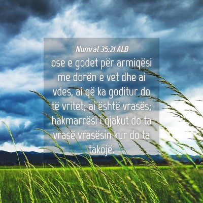 Picture 04 - Numrat 35:21 ALB - ose e godet për armiqësi me dorën e vet dhe ai - Bible Verse Picture