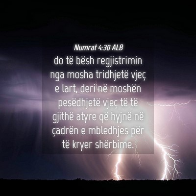 Picture 04 - Numrat 4:30 ALB - do të bësh regjistrimin nga mosha tridhjetë - Bible Verse Picture