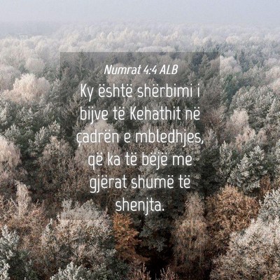 Picture 04 - Numrat 4:4 ALB - Ky është shërbimi i bijve të Kehathit në - Bible Verse Picture