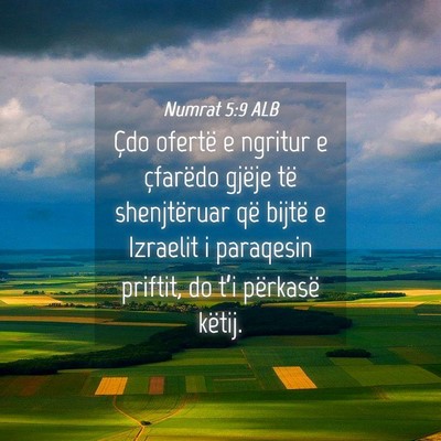 Picture 04 - Numrat 5:9 ALB - Çdo ofertë e ngritur e çfarëdo gjëje të - Bible Verse Picture