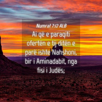 Picture 04 - Numrat 7:12 ALB - Ai që e paraqiti ofertën e tij ditën e parë - Bible Verse Picture