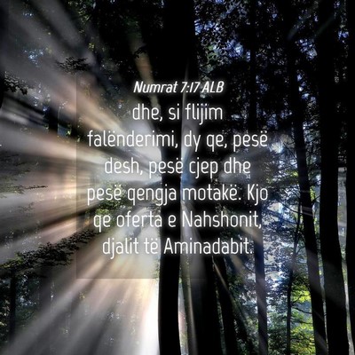Picture 04 - Numrat 7:17 ALB - dhe, si flijim falënderimi, dy qe, pesë desh, - Bible Verse Picture