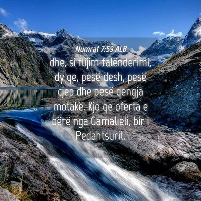 Picture 04 - Numrat 7:59 ALB - dhe, si flijim falënderimi, dy qe, pesë desh, - Bible Verse Picture
