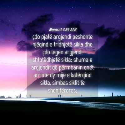 Picture 04 - Numrat 7:85 ALB - çdo pjatë argjendi peshonte njëqind e - Bible Verse Picture
