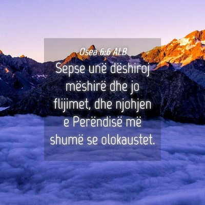 Picture 04 - Osea 6:6 ALB - Sepse unë dëshiroj mëshirë dhe jo flijimet, - Bible Verse Picture
