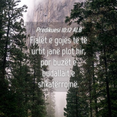 Picture 04 - Predikuesi 10:12 ALB - Fjalët e gojës të të urtit janë plot hir, - Bible Verse Picture