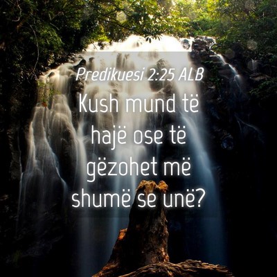 Picture 04 - Predikuesi 2:25 ALB - Kush mund të hajë ose të gëzohet më shumë - Bible Verse Picture