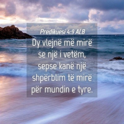 Picture 04 - Predikuesi 4:9 ALB - Dy vlejnë më mirë se një i vetëm, sepse - Bible Verse Picture