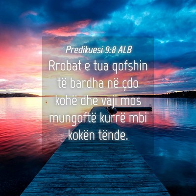 Picture 04 - Predikuesi 9:8 ALB - Rrobat e tua qofshin të bardha në çdo kohë - Bible Verse Picture