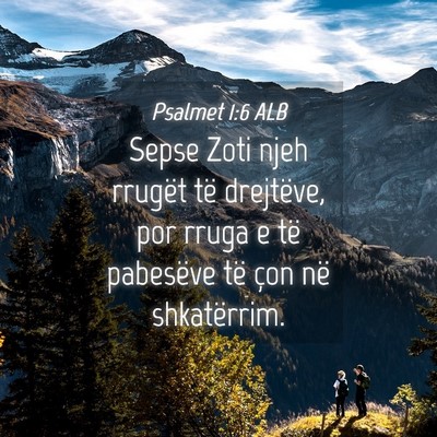 Picture 04 - Psalmet 1:6 ALB - Sepse Zoti njeh rrugët të drejtëve, por rruga - Bible Verse Picture