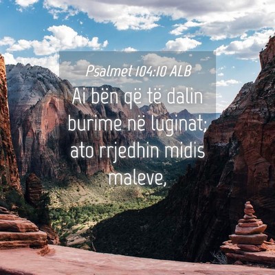 Picture 04 - Psalmet 104:10 ALB - Ai bën që të dalin burime në luginat; ato - Bible Verse Picture