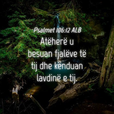 Picture 04 - Psalmet 106:12 ALB - Atëherë u besuan fjalëve të tij dhe kënduan - Bible Verse Picture