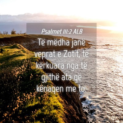 Picture 04 - Psalmet 111:2 ALB - Të mëdha janë veprat e Zotit, të kërkuara - Bible Verse Picture