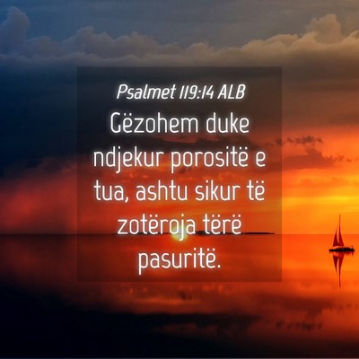Picture 04 - Psalmet 119:14 ALB - Gëzohem duke ndjekur porositë e tua, ashtu - Bible Verse Picture