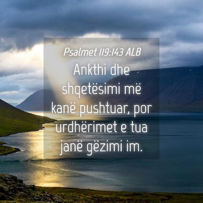 Picture 04 - Psalmet 119:143 ALB - Ankthi dhe shqetësimi më kanë pushtuar, por - Bible Verse Picture