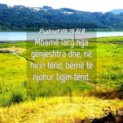 Picture 04 - Psalmet 119:29 ALB - Mbamë larg nga gënjeshtra dhe, në hirin tënd, - Bible Verse Picture