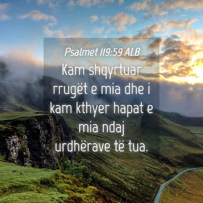 Picture 04 - Psalmet 119:59 ALB - Kam shqyrtuar rrugët e mia dhe i kam kthyer - Bible Verse Picture
