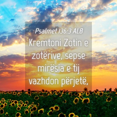 Picture 04 - Psalmet 136:3 ALB - Kremtoni Zotin e zotërive, sepse mirësia e tij - Bible Verse Picture