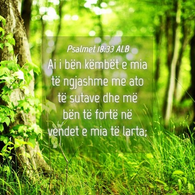 Picture 04 - Psalmet 18:33 ALB - Ai i bën këmbët e mia të ngjashme me ato të - Bible Verse Picture