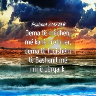 Picture 04 - Psalmet 22:12 ALB - Dema të mëdhenj më kanë rrethuar, dema të - Bible Verse Picture