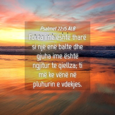 Picture 04 - Psalmet 22:15 ALB - Forca ime është tharë si një enë balte dhe - Bible Verse Picture