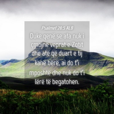 Picture 04 - Psalmet 28:5 ALB - Duke qenë se ata nuk i çmojnë veprat e Zotit - Bible Verse Picture