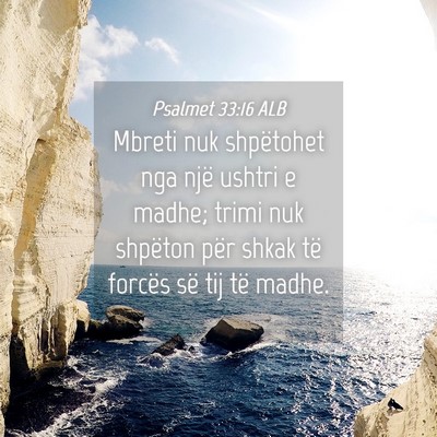 Picture 04 - Psalmet 33:16 ALB - Mbreti nuk shpëtohet nga një ushtri e madhe; - Bible Verse Picture