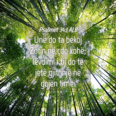 Picture 04 - Psalmet 34:1 ALB - Unë do ta bekoj Zotin në çdo kohë; lëvdimi i - Bible Verse Picture