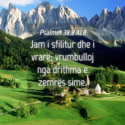 Picture 04 - Psalmet 38:8 ALB - Jam i sfilitur dhe i vrarë; vrumbulloj nga - Bible Verse Picture
