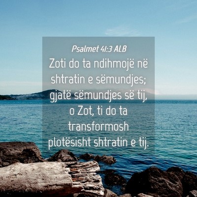 Picture 04 - Psalmet 41:3 ALB - Zoti do ta ndihmojë në shtratin e sëmundjes; - Bible Verse Picture