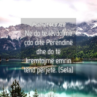 Picture 04 - Psalmet 44:8 ALB - Ne do të lëvdojmë çdo ditë Perëndinë dhe - Bible Verse Picture