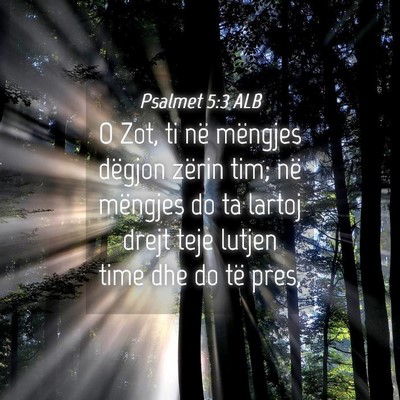 Picture 04 - Psalmet 5:3 ALB - O Zot, ti në mëngjes dëgjon zërin tim; në - Bible Verse Picture