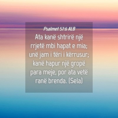 Picture 04 - Psalmet 57:6 ALB - Ata kanë shtrirë një rrjetë mbi hapat e mia; - Bible Verse Picture