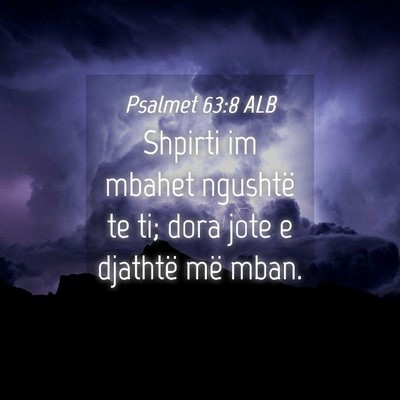 Picture 04 - Psalmet 63:8 ALB - Shpirti im mbahet ngushtë te ti; dora jote e - Bible Verse Picture