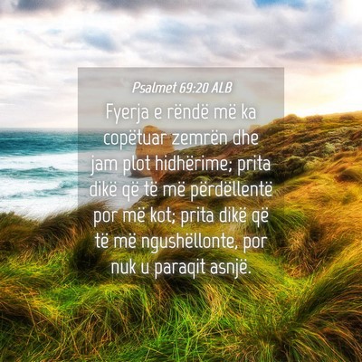 Picture 04 - Psalmet 69:20 ALB - Fyerja e rëndë më ka copëtuar zemrën dhe jam - Bible Verse Picture