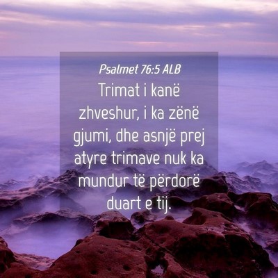 Picture 04 - Psalmet 76:5 ALB - Trimat i kanë zhveshur, i ka zënë gjumi, dhe - Bible Verse Picture