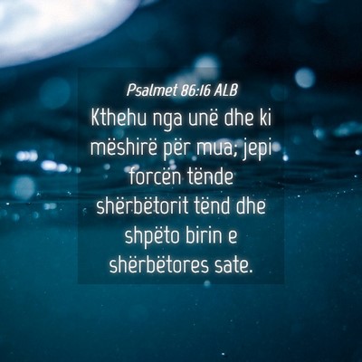 Picture 04 - Psalmet 86:16 ALB - Kthehu nga unë dhe ki mëshirë për mua; jepi - Bible Verse Picture