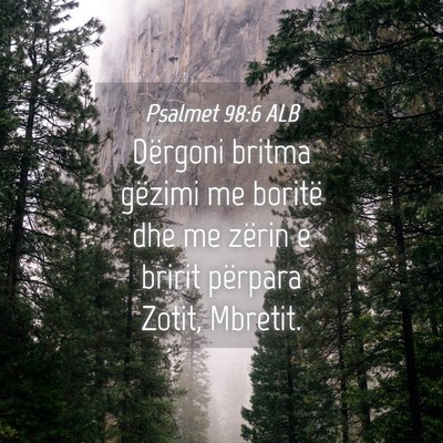 Picture 04 - Psalmet 98:6 ALB - Dërgoni britma gëzimi me boritë dhe me zërin - Bible Verse Picture