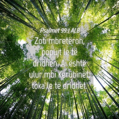 Picture 04 - Psalmet 99:1 ALB - Zoti mbretëron, popujt le të dridhen. Ai - Bible Verse Picture