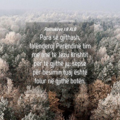 Picture 04 - Romakëve 1:8 ALB - Para së gjithash, falënderoj Perëndinë tim me - Bible Verse Picture
