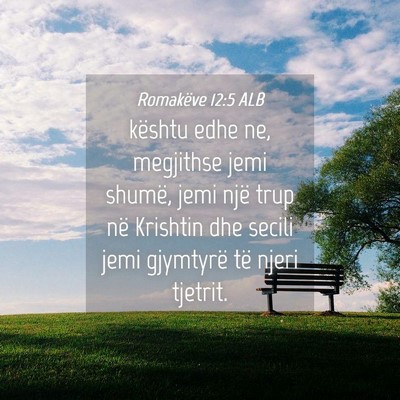 Picture 04 - Romakëve 12:5 ALB - kështu edhe ne, megjithse jemi shumë, jemi një - Bible Verse Picture