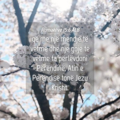 Picture 04 - Romakëve 15:6 ALB - që me një mendje të vetme dhe një gojë të - Bible Verse Picture