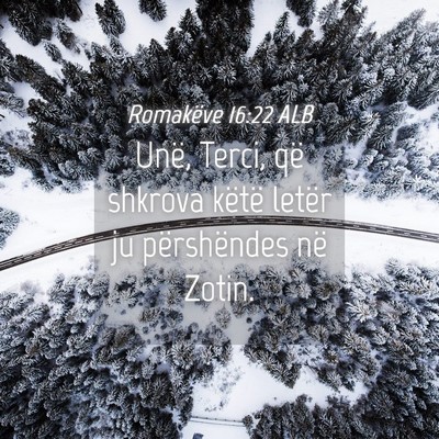 Picture 04 - Romakëve 16:22 ALB - Unë, Terci, që shkrova këtë letër ju - Bible Verse Picture