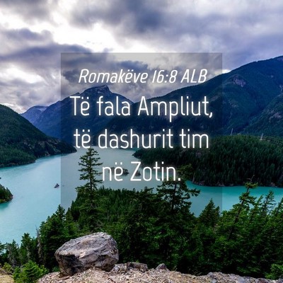 Picture 04 - Romakëve 16:8 ALB - Të fala Ampliut, të dashurit tim në - Bible Verse Picture