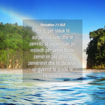 Picture 04 - Romakëve 2:5 ALB - Por ti, për shkak të ashpërsisë sate dhe të - Bible Verse Picture