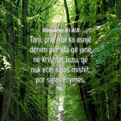 Picture 04 - Romakëve 8:1 ALB - Tani, pra, nuk ka asnjë dënim për ata që - Bible Verse Picture
